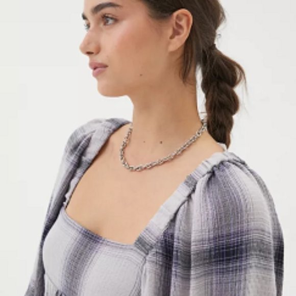 UO Lachlan Flannel Smocked Mini Dress - Picture 3 of 7